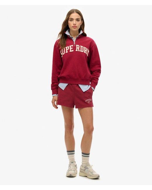 Superdry Red Athletic Essentials Applique Half Zip Sweatshirt