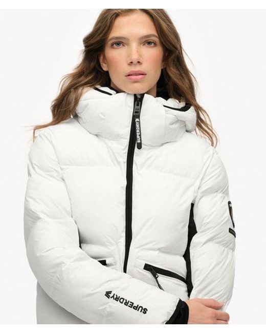 Superdry White Hooded Ski Bomber Jacket