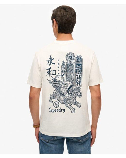 Superdry Tokyo Narrative Losse T-shirt in het White voor heren