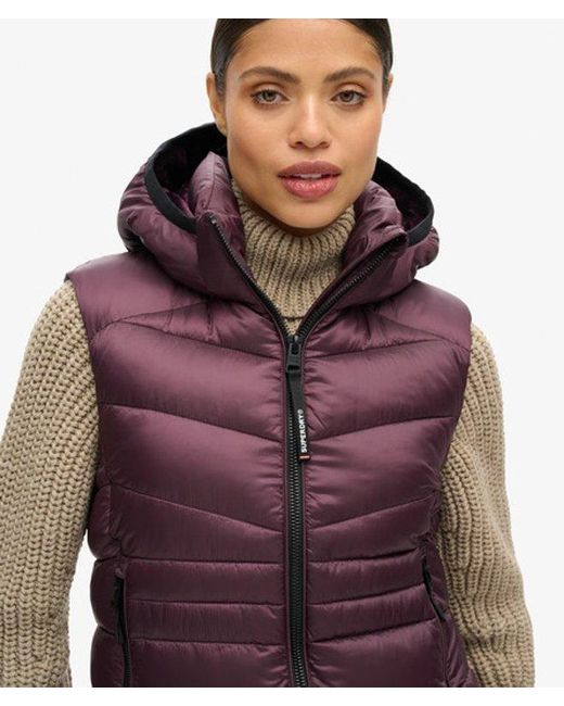 Femme Doudoune Sans Manches À Capuche Fuji Taille Superdry en coloris Purple