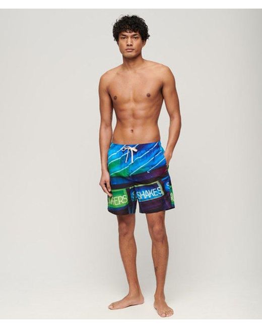 Superdry Blue & Co Photographic 17-inch Recycled Swim Shorts for men