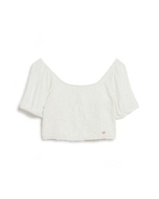 Superdry White Smocked Woven Top
