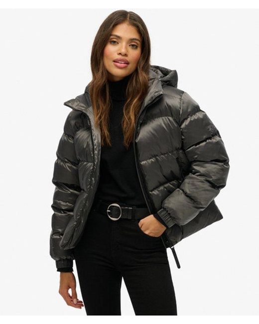 Superdry Black & Co Hooded Luxe Sports Puffer Jacket
