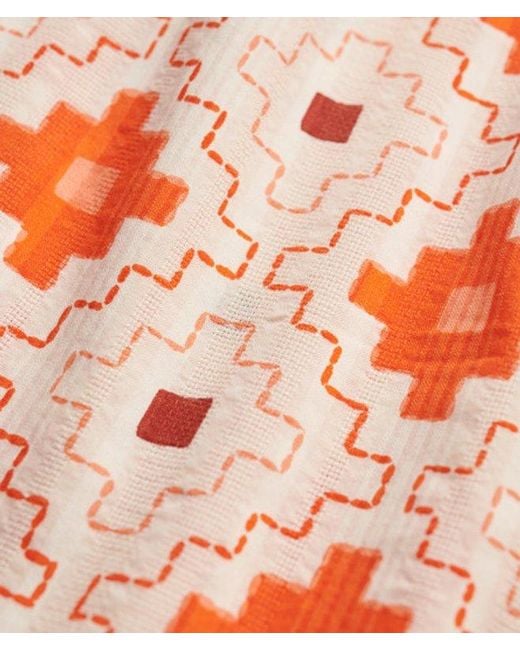 Superdry Orange Cotton Printed Beach Shorts