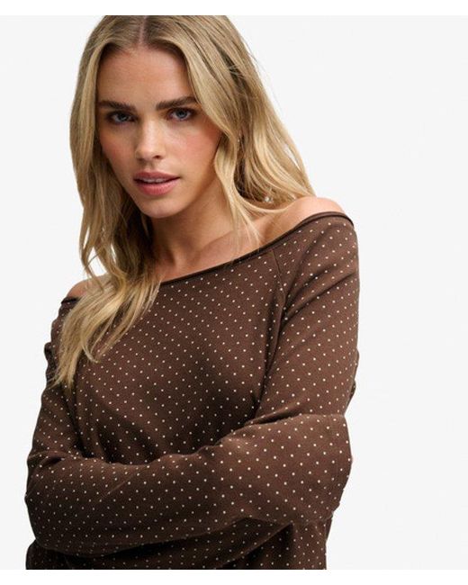 Superdry Brown & Co Bardot Off Shoulder Top