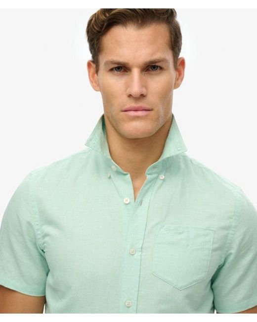 Superdry Green & Co Cotton Linen Short Sleeve Shirt for men