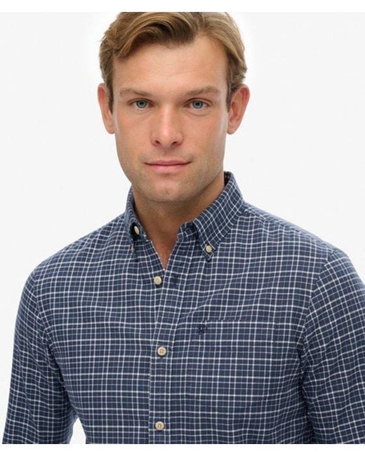 Superdry Premium Oxford Overhemd Met Ruitjes in het Blue voor heren