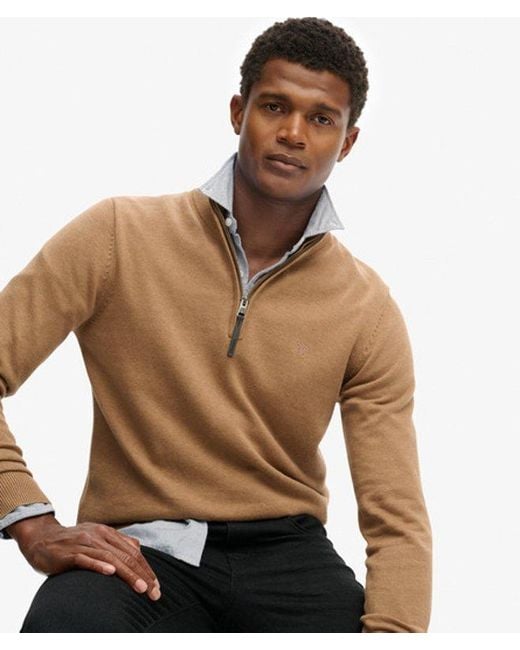 Homme Pull À Demi-Zip Essentials En Coton Taille Superdry pour homme en coloris Natural