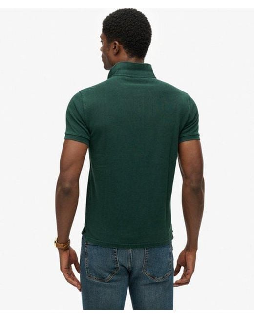 Superdry Green Vintage Destroy Polo Shirt for men