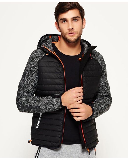 Superdry Gym Tech Hybrid Zip Hooded Jacket Black for Men | Lyst