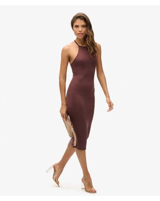 Superdry Red Modal Classic T Back Jersey Midi Dress