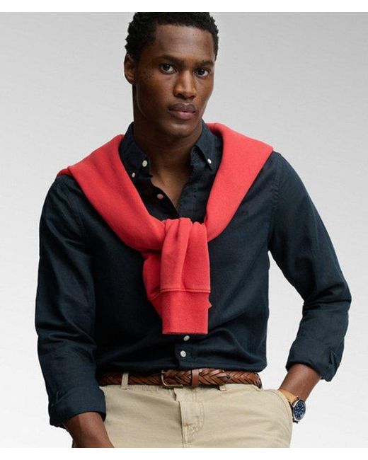 Superdry Blue & Co Cotton Linen Long Sleeve Shirt for men