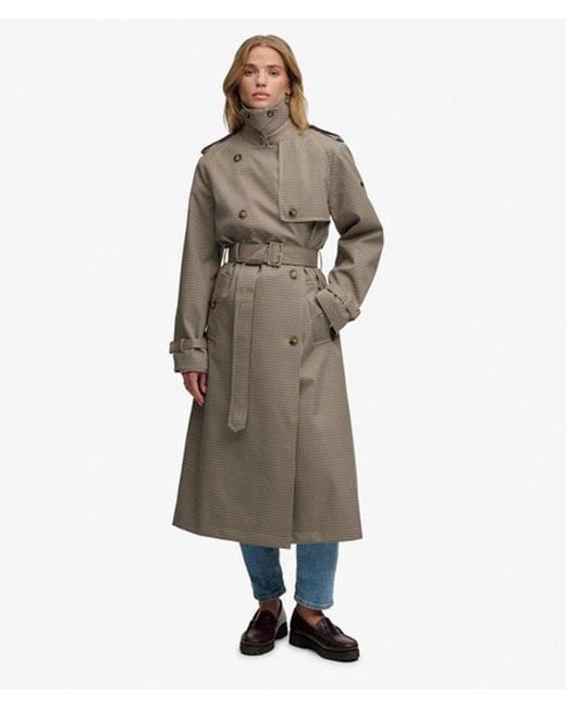 Superdry Blue & Co Micro Check Trench Coat