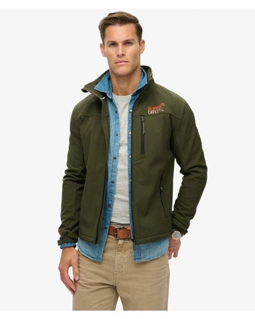 Superdry Green Classic Embroidered Softshell Trekker Track Jacket for men