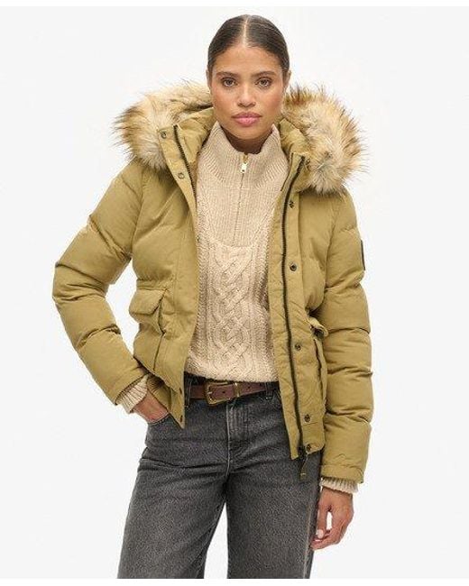 Superdry Natural Everest Hooded Puffer Bomber Jacket