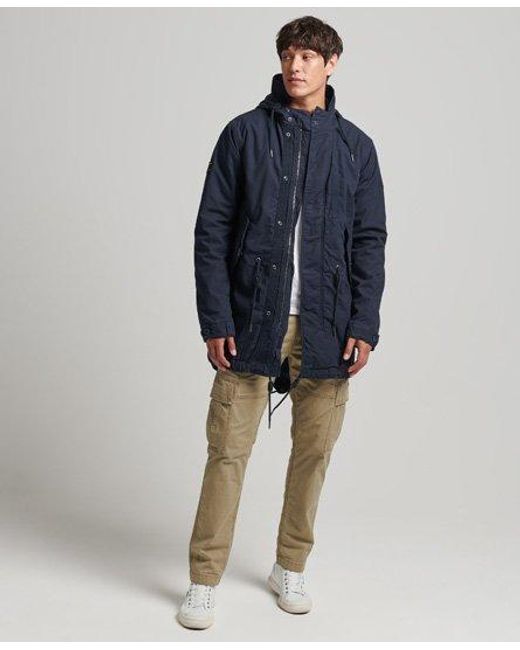 Superdry Blue Military Fishtail Parka Jacket Eclipse for men