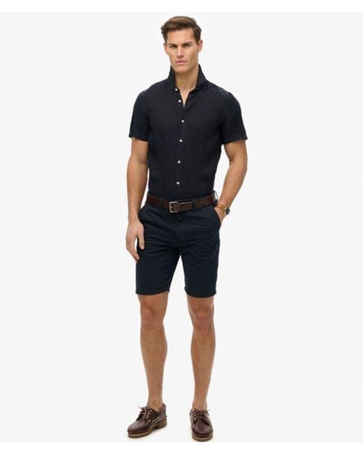 Superdry Black Sd Embroidered Vacation Linen Shirt for men