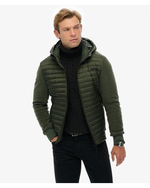 Superdry Green Hooded Storm Fleece Hybrid Jacket for men