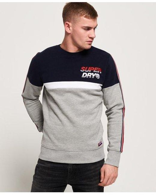 Superdry Gray Applique Oversized Nu Lad Crew Sweatshirt True Royal for men