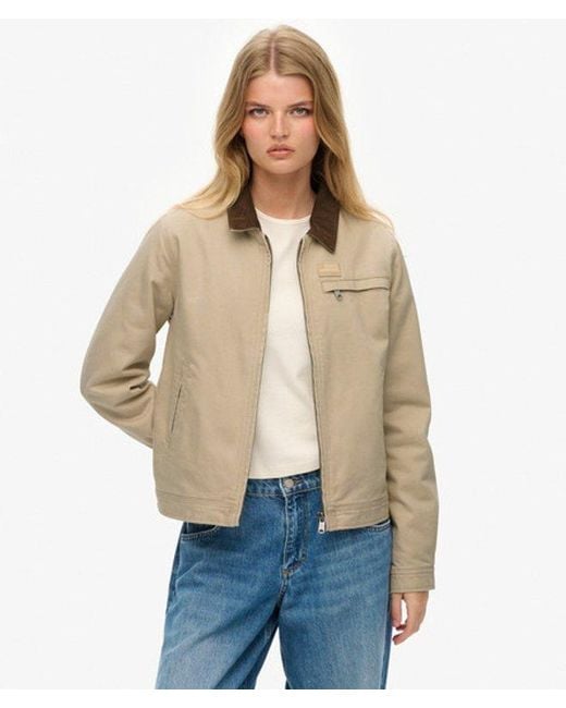 Femme Veste Ranch Matelassée À Col En Velours Taille Superdry en coloris Natural