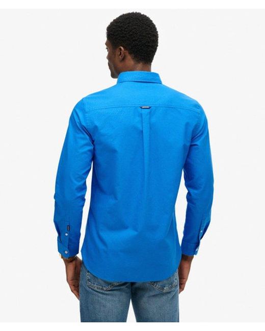 Superdry Blue Classic Oxford Long Sleeve Shirt for men