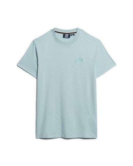 Superdry Blue Organic Cotton Essential Logo Embroidered T-shirt for men