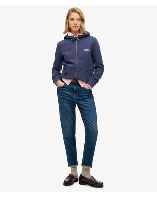 Superdry Blue Athletic Essentials Logo Zip Hoodie