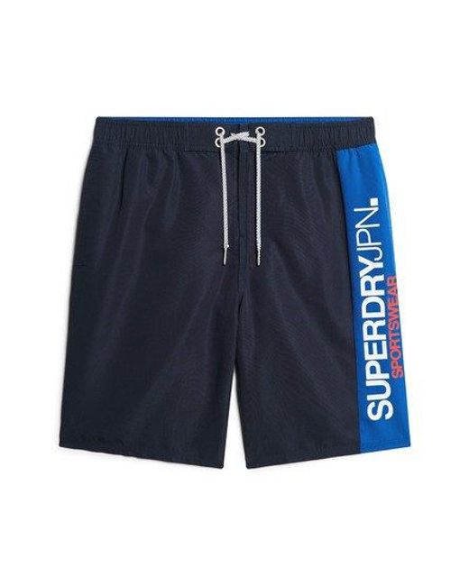 Superdry Blue Sportswear Logo 19 Inch Recycled Boardshorts for men