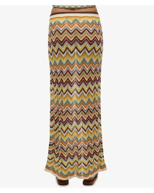 Superdry Metallic & Co Zigzag Knit Column Maxi Skirt