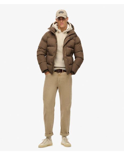 Superdry Brown Hooded Puffer Jacket for men