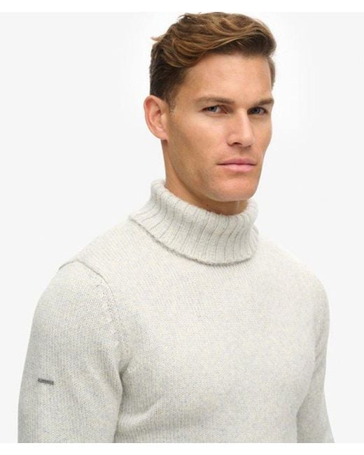Homme Pull Brossé À Col Roulé Taille Superdry pour homme en coloris White