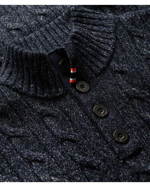 Superdry Blue & Co Classic Cable Knit Button Neck Jumper for men