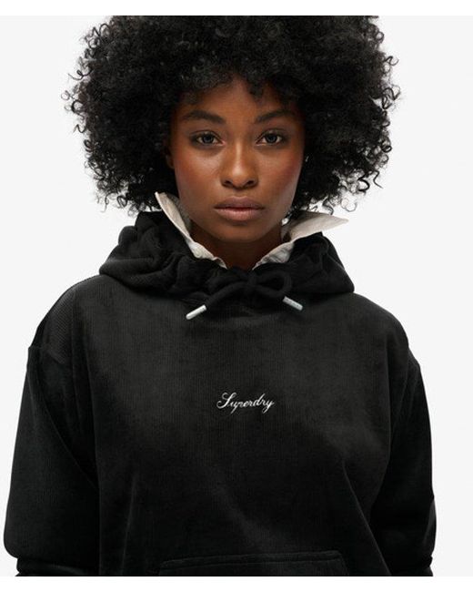Superdry Black & Co Country Club Velour Loose Hoodie