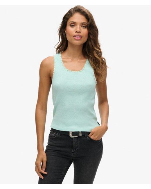 Superdry White & Co Athletic Essentials Lace Trim Vest Top