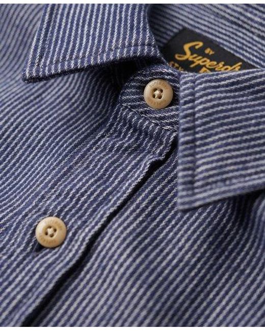 Superdry Workwear Katoenen Overhemd Met Lange Mouwen in het Blue voor heren
