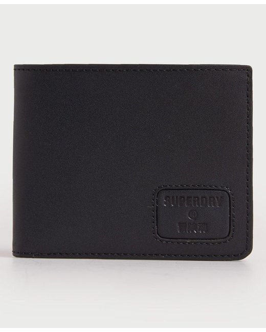 Superdry Black Nyc Bifold Leather Wallet for men