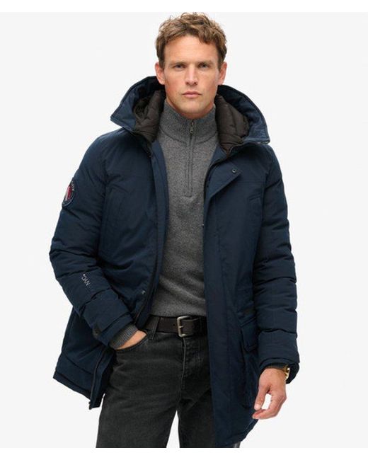 Superdry Blue City Padded Parka Coat for men