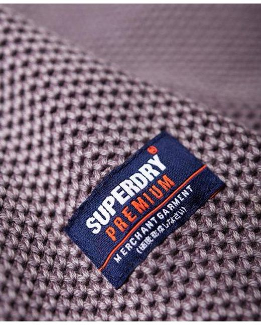 Superdry Purple Garment Dyed L.A Textured Crew Jumper Washed Lilac for men