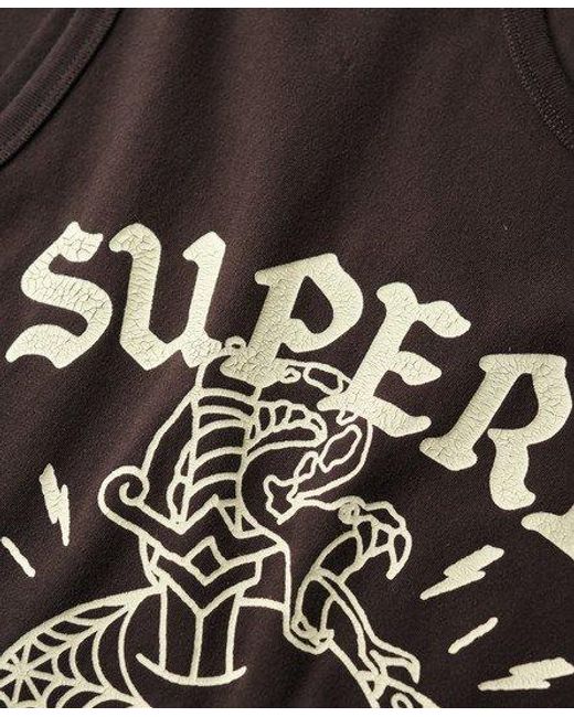 Superdry Brown Classic Tattoo Graphic Tank Top for men