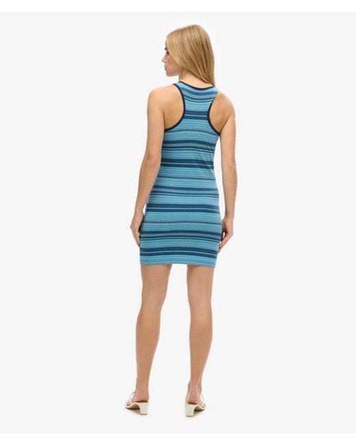 Superdry Blue & Co Cotton Vintage Stripe Racer Dress