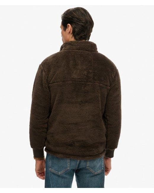 Superdry Brown & Co High Pile Fleece Henley Jumper for men