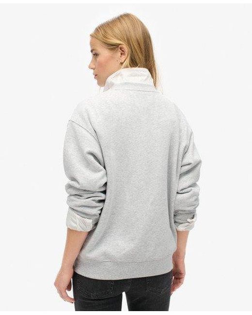 Superdry White Sport Luxe Loose Crew Sweatshirt