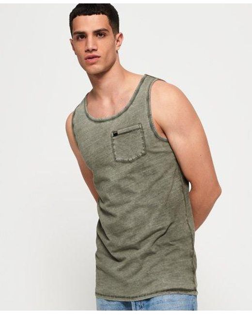 Superdry Green Curve Longline Vest Top Washed Seaweed for men