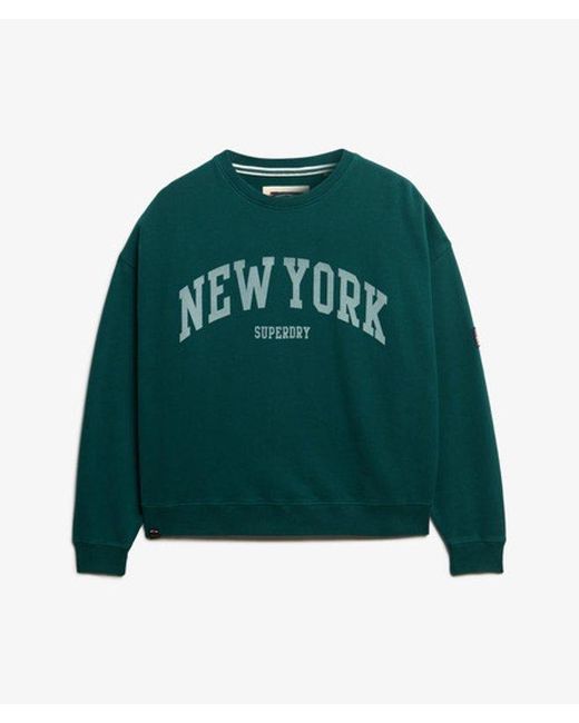 Superdry Green Athletic Essentials Oversized Crew Sweatshirt