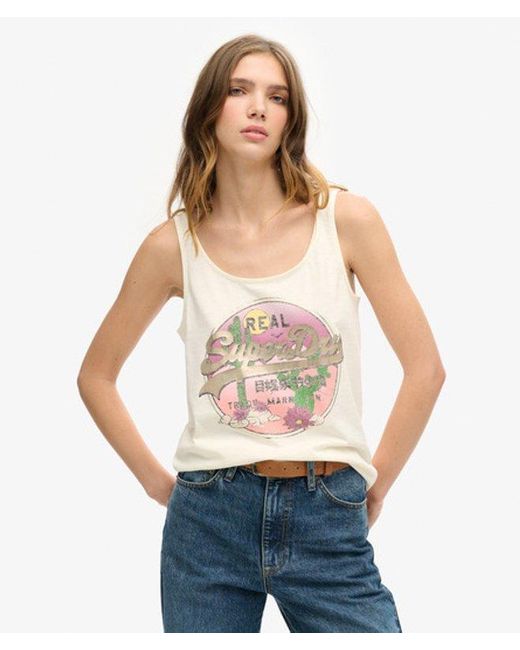 Superdry White & Co Vintage Logo Narrative Vest Top