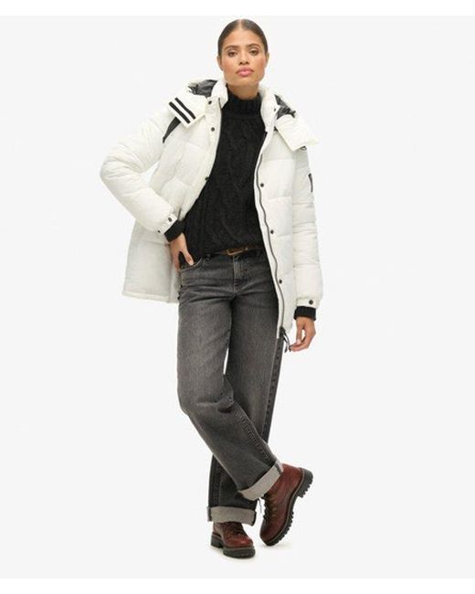 Superdry Natural Loose Fit Logo Patch Expedition Cocoon Padded Coat