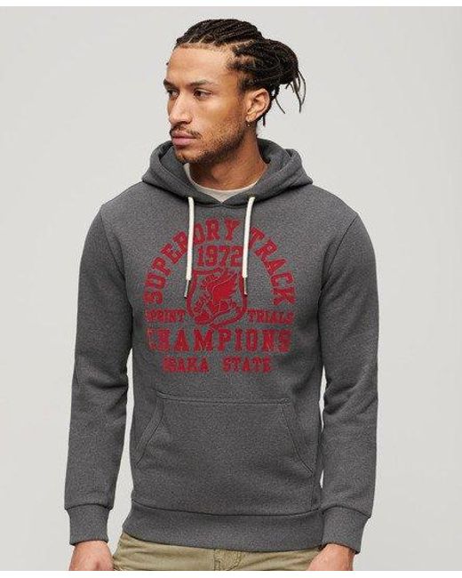Superdry Gray Track & Field Athletic Graphic Hoodie for men
