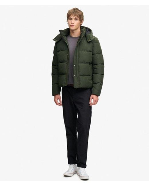 Superdry Green Premium Hooded Puffer Jacket for men