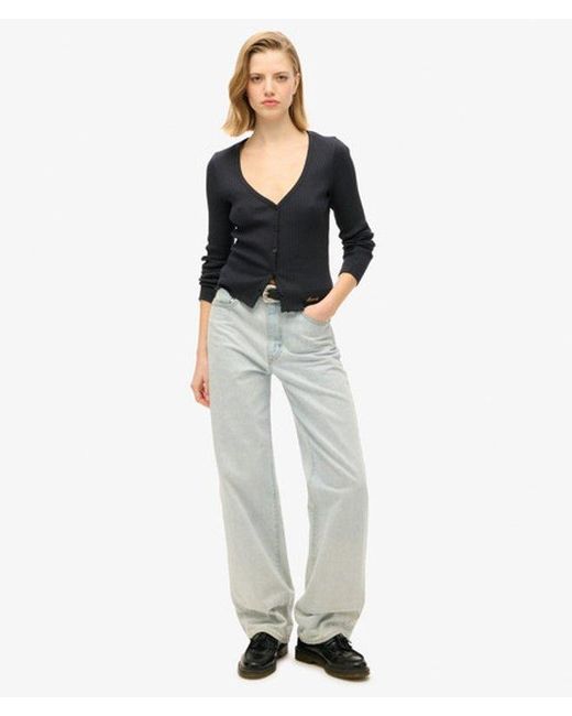 Superdry Black & Co Essential Button Through Long Sleeve Top