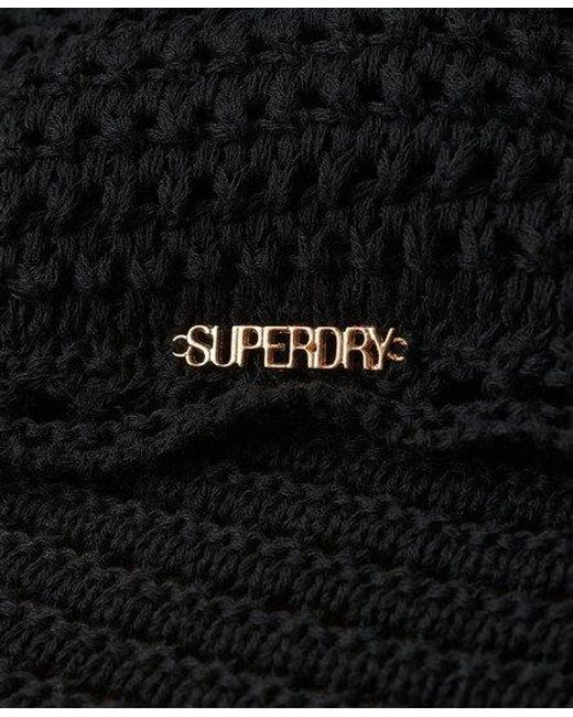 Superdry Brown Cropped Halter Crochet Top